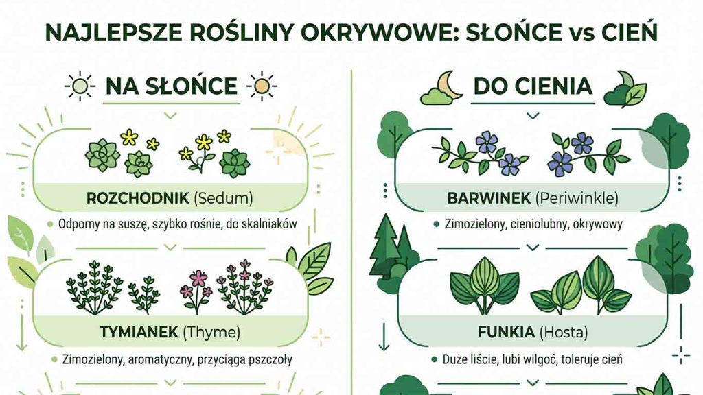 Rośliny okrywowe — zielony dywan zamiast trawnika i na skarpy